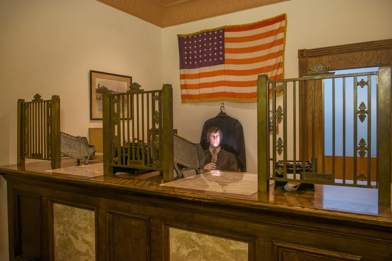 An talking banker figure inside a period bank office at the East Texas Oil Museum, in Kilgore, Texas LCCN2014633074